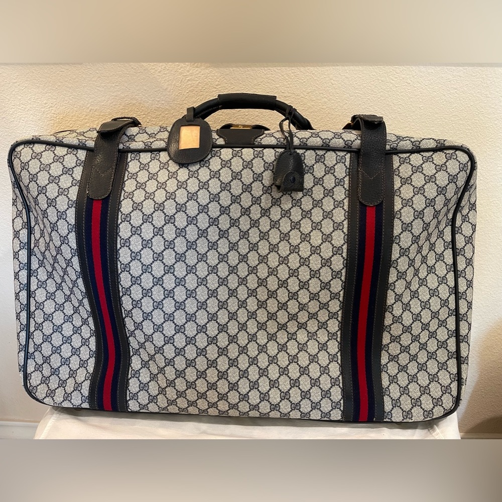 GUCCI GG Supreme Web Canvas Vintage Top-Handle Luggage
